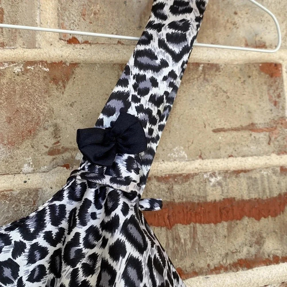 Black Gray Leopard Print Polyester Nightgown - Picture 4 of 7